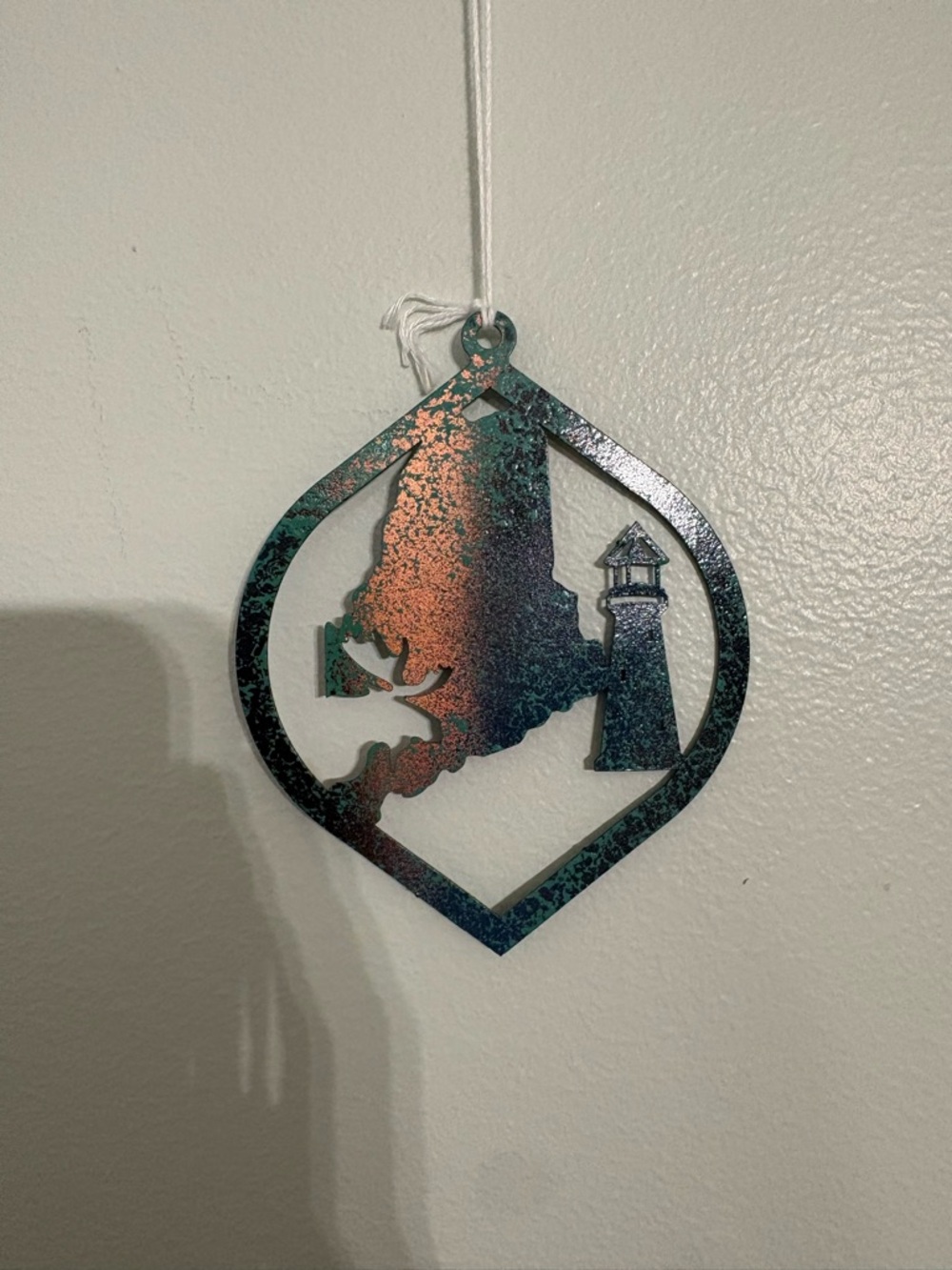 Maine State Lighthouse Metal Ornament Double Sided Coastal Decor Year Round Gift